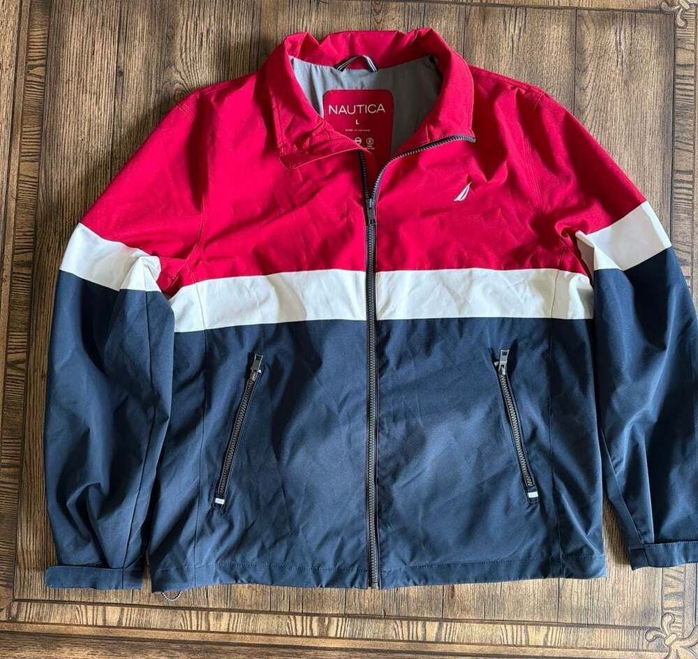 Nautica Colorblock Full-Zip Lightweight Jacket Size L